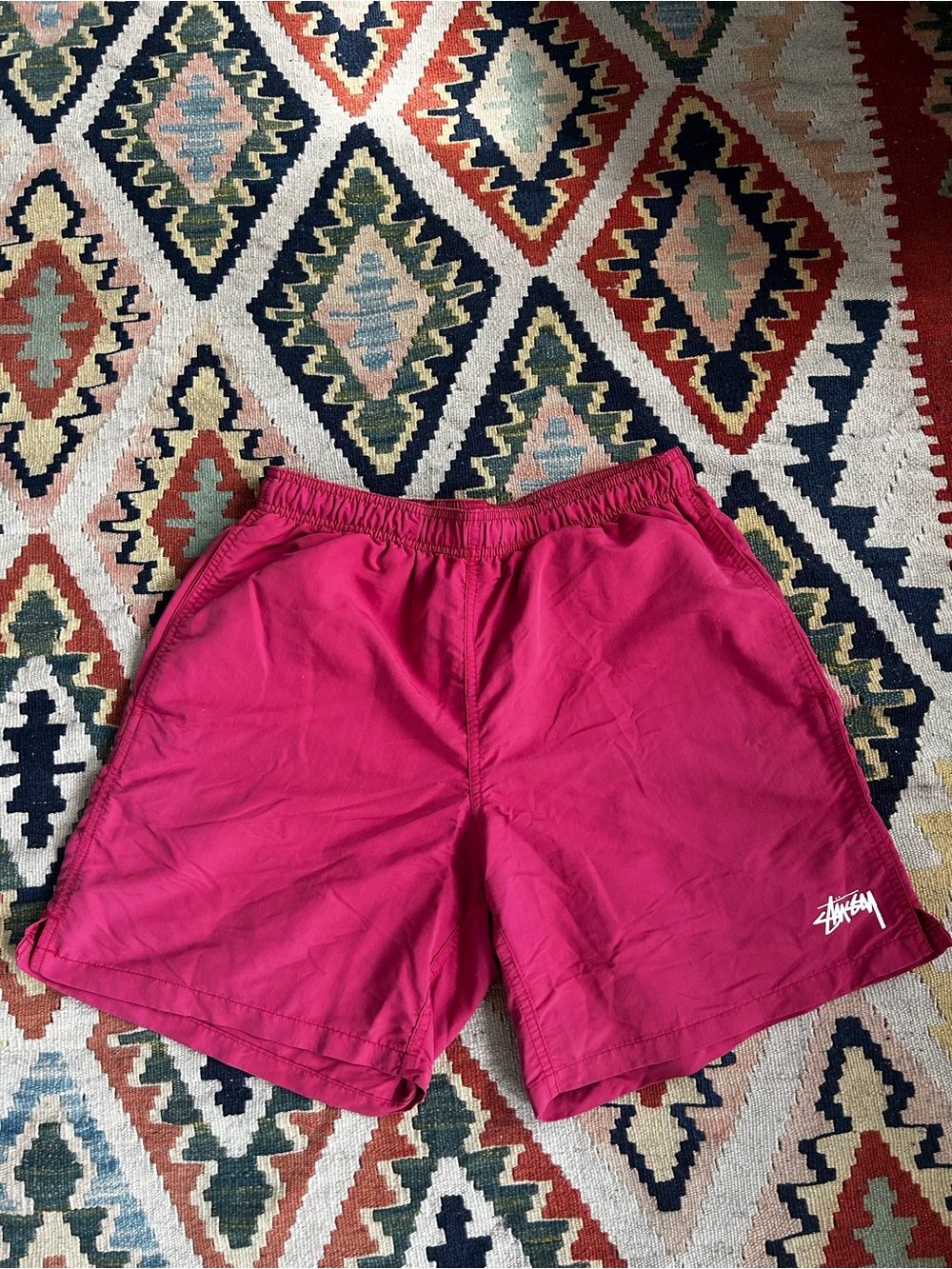 Stussy Men's Magenta Elastic-Waist Hybrid Shorts
